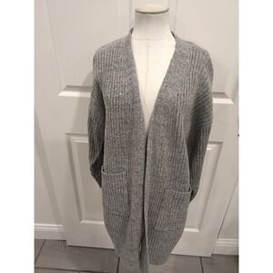 POL Collection Grey Ribbed Knit‎ Long Open Front Cardigan Sweater Size S